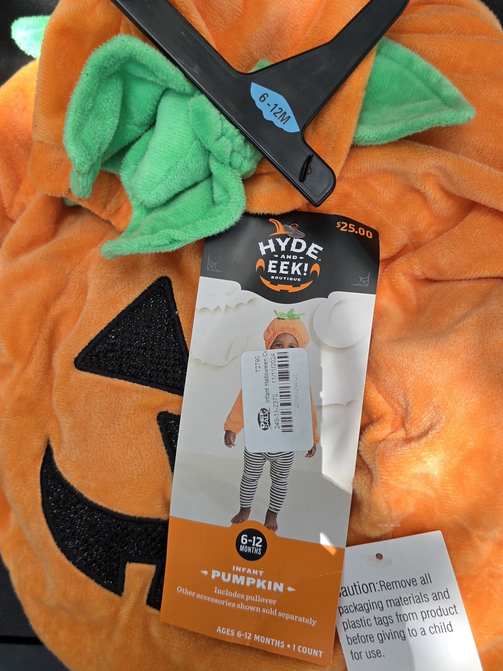 Hyde & Eek! Infant Pumpkin Costume - Orange with Green Stem (6-12 Months)